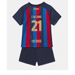 Barcelona Frenkie de Jong #21 kläder Barn 2022-23 Hemmatröja Kortärmad (+ korta byxor)